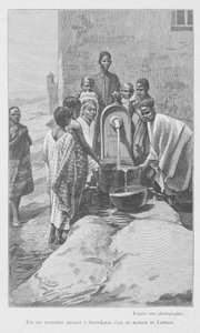 Publiczna fontanna w Senegalu, ilustracja z „Le Senegal...” Louisa Leona Faidherbe, 1889 autorstwa French School
