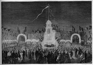 Iluminacje i tańce publiczne na święto 15 sierpnia. Abbeville, Somme (80) autorstwa French School