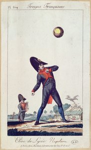 Uczeń Lycee Napoleon Playing Ball, ok.1805 (kolor grawerowany) autorstwa French School