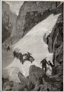 Pireneje - wejście na Pic du Midi - grawerowanie w „” PATRIE” - PIQUE OPIS FRANCJI W 6 TOMACH WG LUCIENA HUARDA - koniec XIX wieku autorstwa French School
