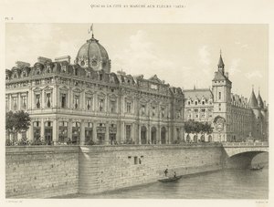 Quai de la Cité i Marche aux Fleurs, 1876 autorstwa French School