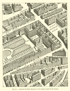 Dzielnica Palais-Royal w 1739 r. według tzw. planu Turgota autorstwa French School