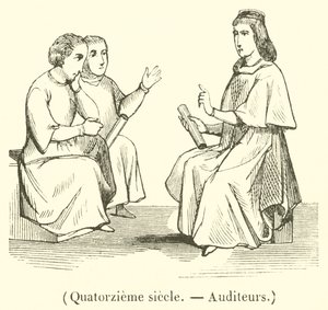 XIV w. Audytorzy (rycina) autorstwa French School