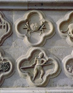 Czterolistne przedstawiające raka i czerwiec, ok. 1220 autorstwa French School