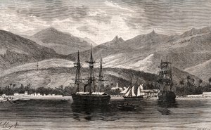 Rade de Taiti - Tahiti - grawer w „La France illustrée: geografia, historia, administracja statystyczna” autorstwa V.A. Malt-Browna. 1884 autorstwa French School