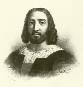 Raffaello Sanzio da Urbino, znany jako Rafael, portret (rycina) autorstwa French School