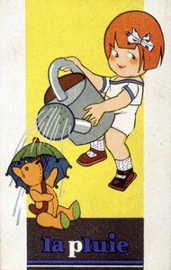 Reprezentacja deszczu: dziewczyna z konewką autorstwa French School