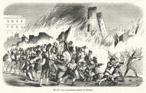 Rebelianci wypędzający Austriaków z Bolonii we Włoszech, 1848 r autorstwa French School