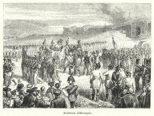 Surrender of Huningue (grawerowanie) autorstwa French School