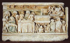 Płaskorzeźba przedstawiająca Sceny Męki Pańskiej: Pieta, Złożenie do Grobu i Święte Niewiasty przy Grobie autorstwa French School