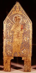 Relikwiarz św. Kalminiusza, fragment św. Pawła z mieczem i księgą, Limoges (emalia miedziano-szklana) autorstwa French School