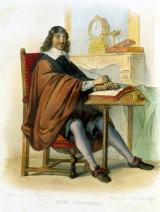 René Descartes pisze - w red. Mennechet, „” Le Plutarque francais”” autorstwa French School