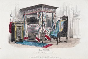 Wnętrze w stylu renesansowym zrewidowane i zinterpretowane w smaku epoki Napoleona III, grawerowanie z magazynu La Mode (Fashion), Francja autorstwa French School