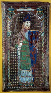 Reprezentacja Geoffroi V (Geoffroy) Le Bel Plantagenet (hrabia Maine i Anjou, książę Normandii) (1113-1151) Tablica nagrobna w e-mailu. 1151. Muzeum Tesse. Le Mans autorstwa French School
