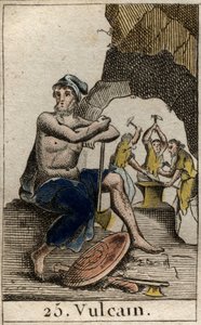 Reprezentacja Wulkana, boga ognia, kuźni i wulkanów. (Wulkan, bóg ognia i wulkanów). Z „Mitologii młodości” Pierre