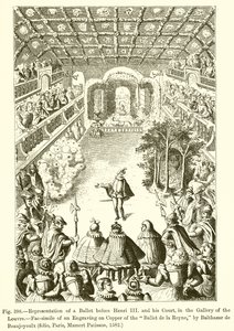 Reprezentacja baletu przed Henrykiem III i jego dworem w Galerii Luwru autorstwa French School