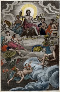Reprezentacja Zgromadzenia Bogów na górze Olimp lub Dwunastu Olimpijczyków. z „Mitologii młodości” Pierre Blancharda 1803. autorstwa French School