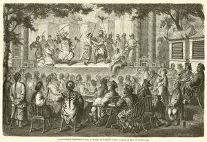 Przedstawienie teatralne a Pekin (grawerowanie) autorstwa French School