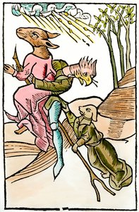 Przedstawienia demonów i lamów zaczerpnięte z handlu demonologicznego „De lamiis et phitonicis mulieribus” (Czarownice i wróżbici) Ulricha Molitora pod redakcją Johana Prussa (czynne ok. 1488-1493). 1499. Paryż. Sztuka dekoracyjna autorstwa French School