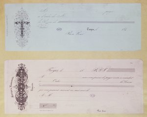 Wezwania do zapłaty wydane w Troyes w latach 40. XIX wieku autorstwa French School