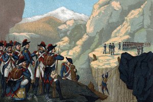 Kampania armii rezerwowej w 1800 r.: Przejście Simplon przez generała Bethencourta w maju 1800 r. autorstwa French School