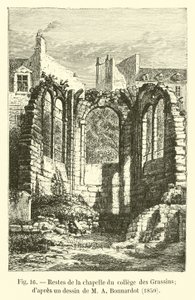 Pozostałości kaplicy College des Grassins; wg rysunku MA Bonnardota, 1850 autorstwa French School