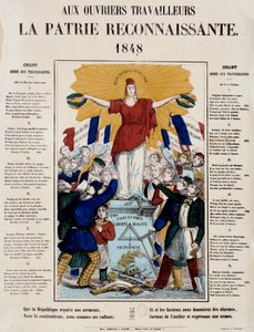 Rewolucja 1848 r. i narodziny drugiej republiki: manifest i pieśń pt. „Robotnikom wdzięczna ojczyzna”, Republika witana jest przez robotników. 1848 Paryż, Musee Carnavalet autorstwa French School