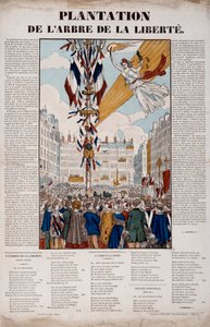 Rewolucja 1848: plantacja Drzewa Wolności 25 marca 1848. Rycina 1848 Paryż, Musee Carnavalet autorstwa French School