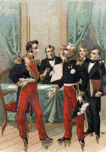 Rewolucja lipca 1830 r.: „Jesteś najlepszy z republik” fraza wypowiedziana przez La fayette (Lafayette) księciu Orleanu, który został Ludwikiem Filipem I (1773-1850), królem Francji, 26 lipca 1830 r. . autorstwa French School