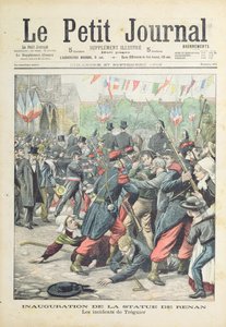 Zamieszki w Treguier podczas inauguracji pomnika Renana, ilustracja na okładce „Le Petit Journal”, 27 września 1903