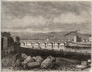 Roanne - Loire, w regionie Rodan-Alpy - rycina w „La France illustrée: geografia, historia, administracja statystyczna” autorstwa V.A. Malt-Browna. 1884 autorstwa French School