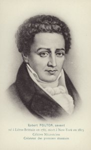 Robert Fulton (1765-1815), amerykański inżynier, wynalazca i pionier żeglugi parowej (litografia) autorstwa French School