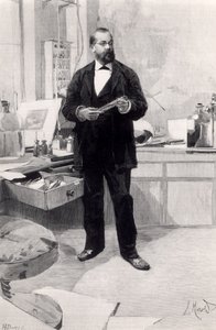 Robert Koch (1843-1910) w swoim laboratorium, z Le Monde Illustre, 29 listopada 1890 autorstwa French School
