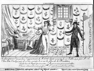 Robespierre wchodzi do mieszkania Marat autorstwa French School