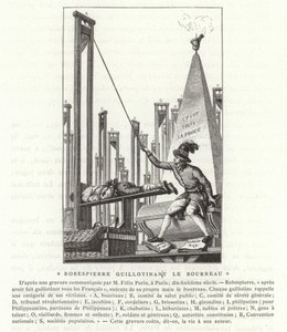Robespierre gilotynuje kata, rewolucja francuska autorstwa French School
