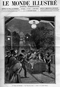 Rollercoaster, w święto Neuilly sur Seine, lipiec 1888. Okładka gazety „The Illustrous World””. autorstwa French School
