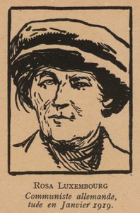 Róża Luksemburg, niemiecka rewolucjonistka komunistyczna zamordowana przez Freikorps po powstaniu spartakuskim w styczniu 1919 r. (litografia) autorstwa French School