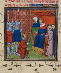 Royal 20 C.V11 John Baliol przed Edwardem I, ilustracja z „Chroniques de France ou de St. Denis” autorstwa French School