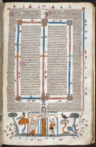 Royal MS 10 E IV, f.209r, The Painter and the Devil, from Decretals of Gregory IX z połyskiem Bernarda z Parmy („Decretals Smithfield”), ok. 1300-40 (welin) autorstwa French School