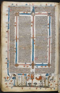 Royal MS 10 E IV, f.209v, The Painter and the Devil, from Decretals of Gregory IX z połyskiem Bernarda z Parmy („Decretals Smithfield”), ok. 1300-40 (welin) autorstwa French School