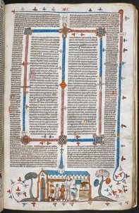 Royal MS 10 E IV f.211r, bas-de-page scena komunikantów na mszy, ok. 1300-40 (pióro i atrament oraz tempera na pergaminie) autorstwa French School