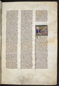 Royal MS 14 E. III, f.19r, ilustracja z "Estoire del Saint Graal, La Queste del Saint Graal, Morte Artu", ok. 1315-25 (welin) autorstwa French School