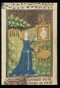 Royal MS 16 G V f.068v Strona z De claris mulieribus w anonimowym tłumaczeniu francuskim (Le livre de femmes nobles et renomées) Giovanniego Boccaccio, ok. 1440 (kolor i złoto na welinie) autorstwa French School