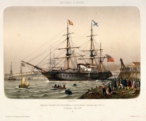 Royal West Indian Mail Steamer "Orinoco" wypływający z Southampton, ok. 1854 r. (litografia) autorstwa French School