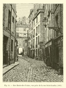 Rue Haute-des-Ursins; widok z rue Saint-Landry, 1865 autorstwa French School