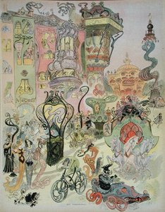Rue Modern-Style, z magazynu „Au Temps Present”, ok. 1890-1900 (kolor lito) autorstwa French School