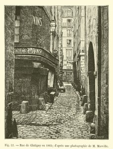 Rue de Glatigny w 1865 r.; ze zdjęcia M Marville autorstwa French School