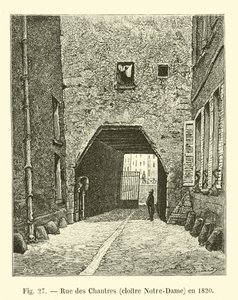 Rue des Chantres, klasztor Notre-Dame, w 1820 r. autorstwa French School