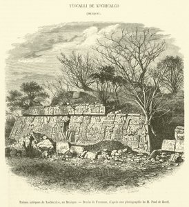Azteckie ruiny Xochicalco, Meksyk (grawerowanie) autorstwa French School