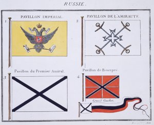 Rosyjskie flagi, z francuskiej księgi flag, c.1819 autorstwa French School